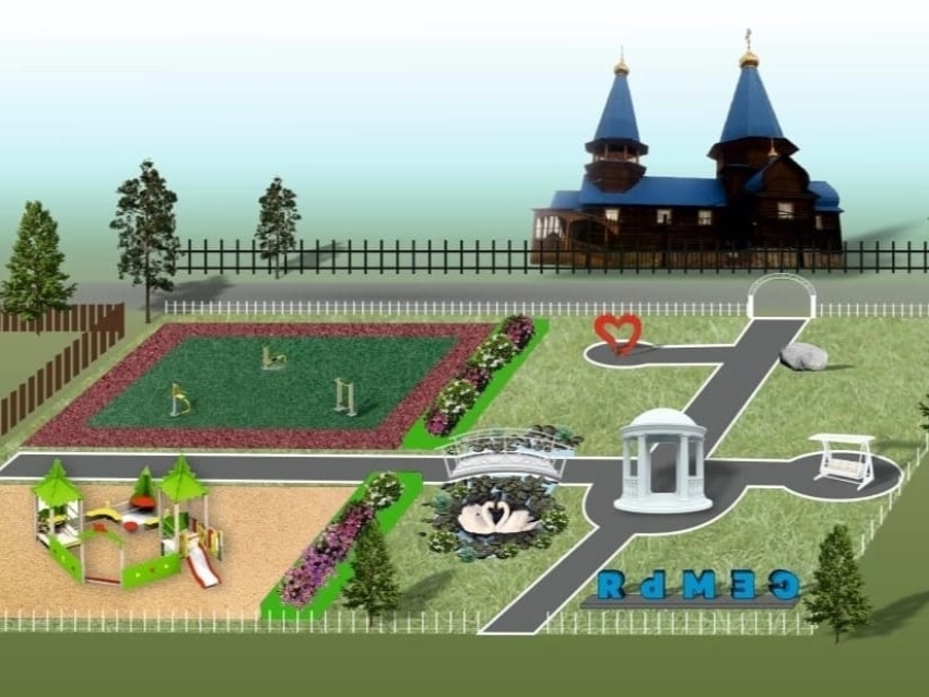 Парк с «мостиком молодоженов» и фотозоной в виде сердца появится в Новокручининском