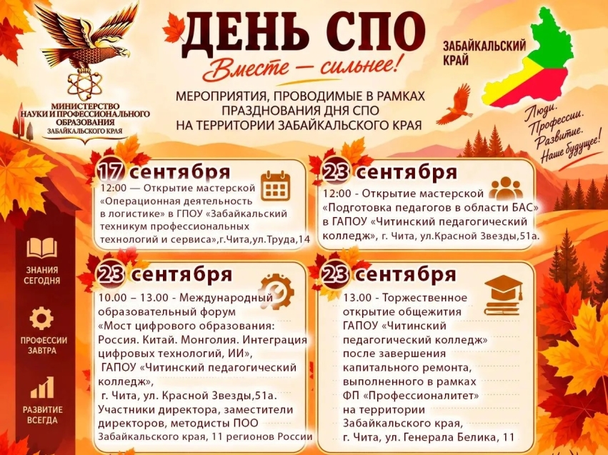 Миннауки проводятся мероприятия в рамках празднования Дня СПО на территории Забайкальского края