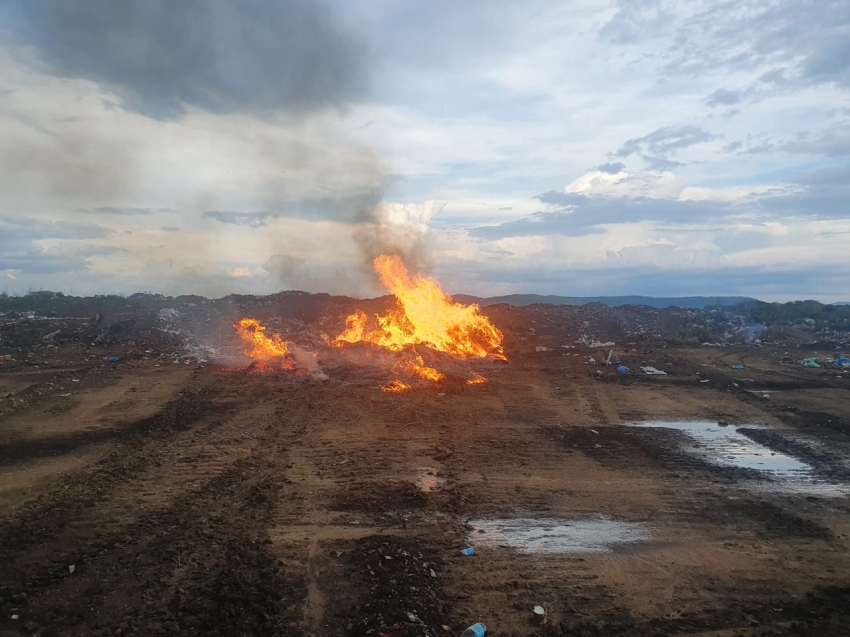Возгорание зафиксировано на мусорном полигоне в Газзаводе 16 июня
