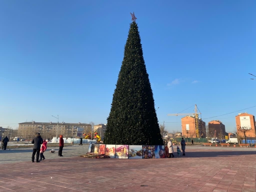 Новогоднюю ёлку установили на площади Труда в Чите