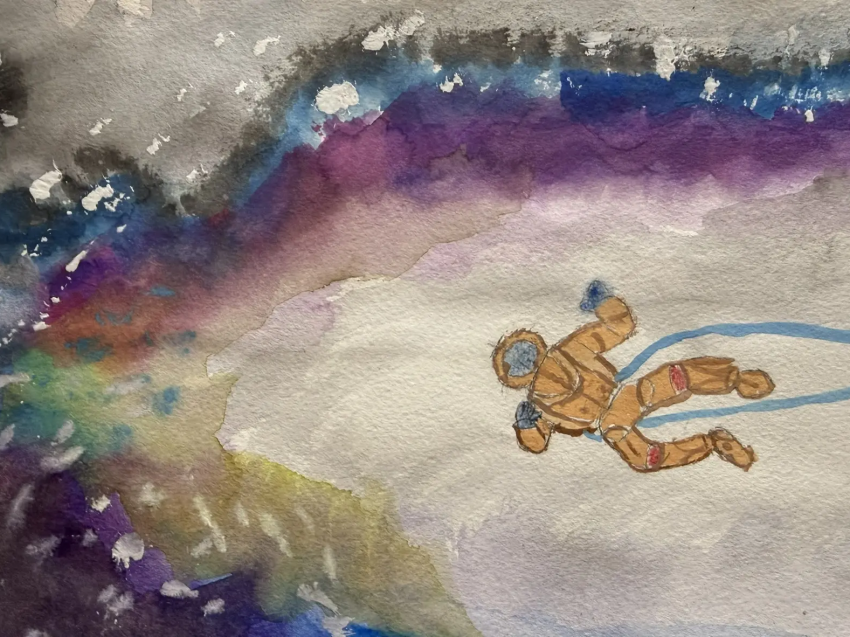 ​Выставка детских рисунков ко Дню космонавтики проводится в региональном Минприроды