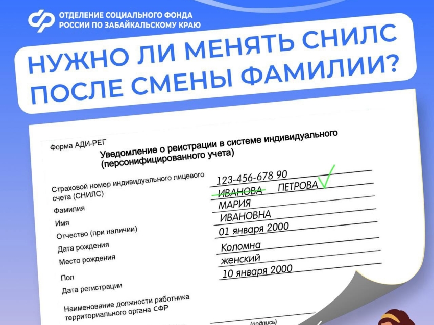 Нужно ли менять СНИЛС после смены фамилии??