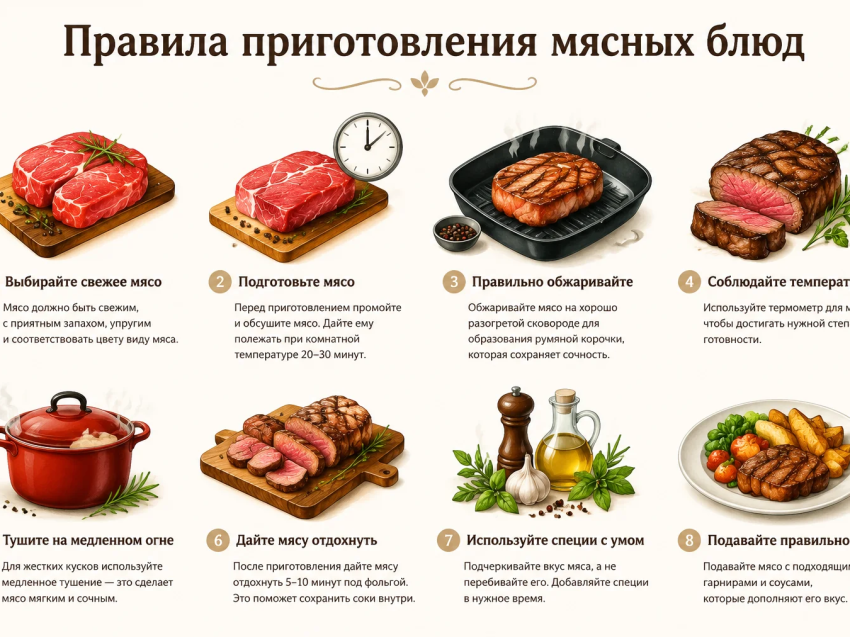 Правила приготовления мясных блюд