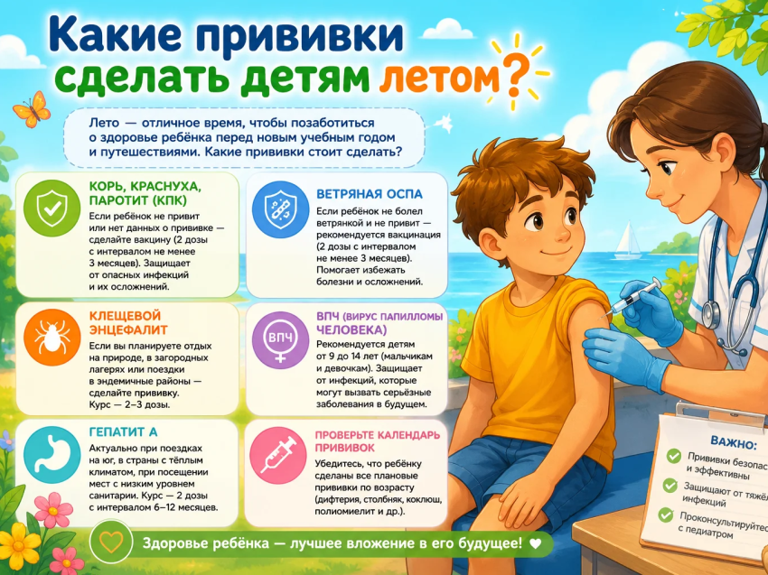 Какие прививки сделать детям летом
