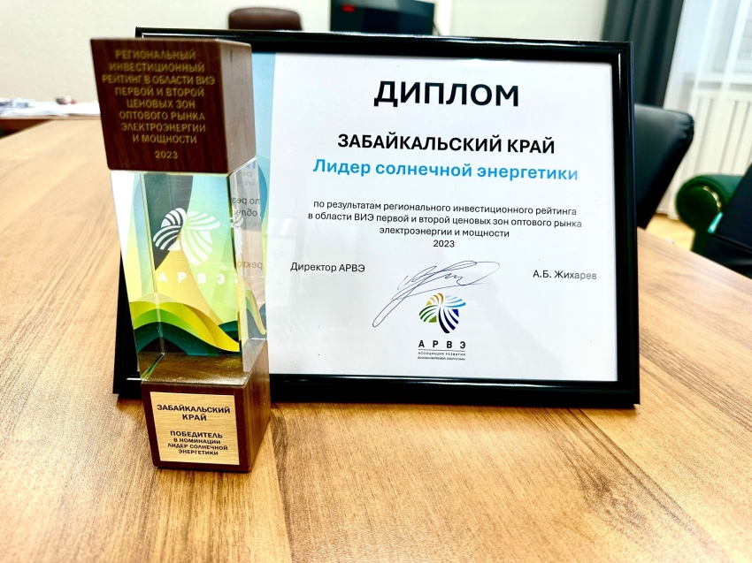 Забайкальский край стал победителем в номинации «Лидер солнечной энергетики» в общероссийском инвестиционном рейтинге ВИЭ