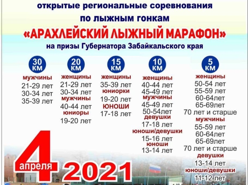 Арахлейский лыжный марафон на призы губернатора Забайкальского края пройдет в Чите