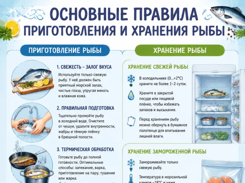Основные правила приготовления и хранения рыбы