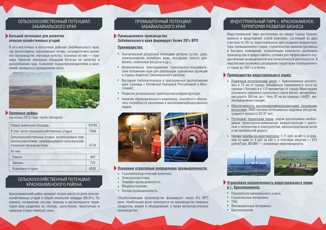 Коммерческое предложение для потенциальных резидентов промышленного парка Забайкальского края «Промышленный парк «Краснокаменск»
